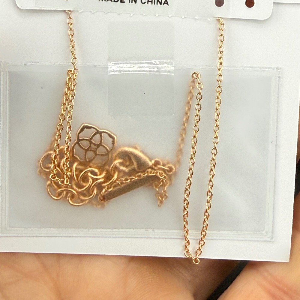 Kendra Scott Ari Heart Pendant Pink Drusy Rose Gold Tone  Necklace - Picture 5 of 8